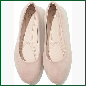Memory Foam Ballet Flats with Suede Upper and PU Lining
